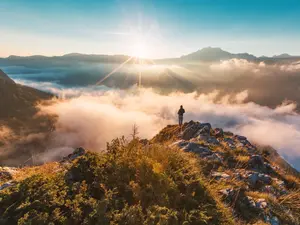 How did the geologist get down from the mountain?