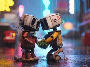 Why was the robot couple's anniversary in the fall?